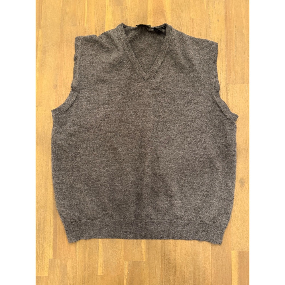 JOS A BANK Mens XL V Neck Merino Wool Sweater Vest Dark Gray Sleeveless Pullover